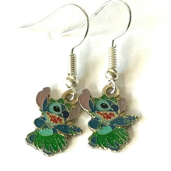 Vintage Disney Lilo & Stitch Earrings Disneyana Aulani Ohana Hawaii Charm - Picture 3 of 7